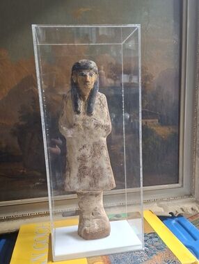 Egyptian Wooden SHABTI figure 14 1/2" Tall + Case